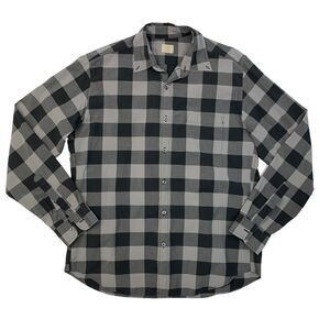J Crew Plaid Shirt Mens M Medium Grey Plaid Long Sleeve 2-Ply Cotton Button Up